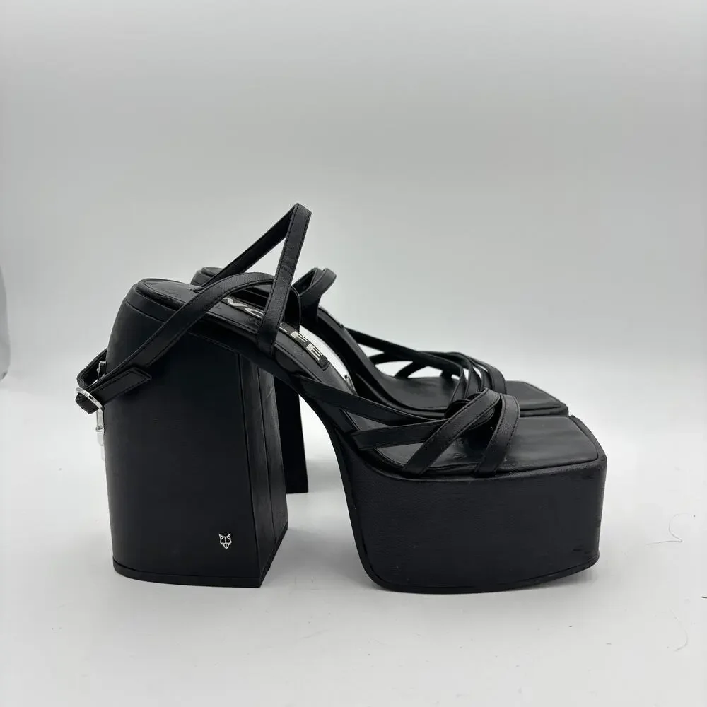 Naked Wolfe Jada Leather Platform Sandals Heels Women's 9 Y2K Brat - Picture 3 of 12